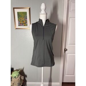 InMotion by New York & Company Sleeveless Activewear Top Large Gray Half‎ Zip